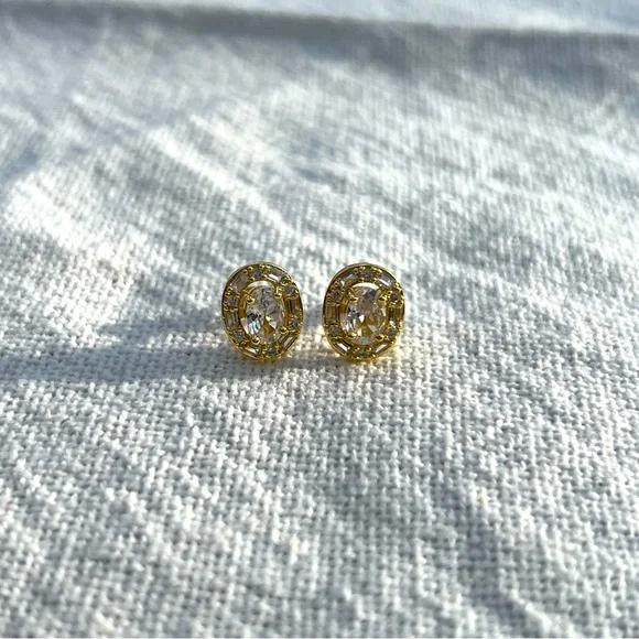 Gold Filled Cubic Zirconia Earrings - Picture 1 of 6